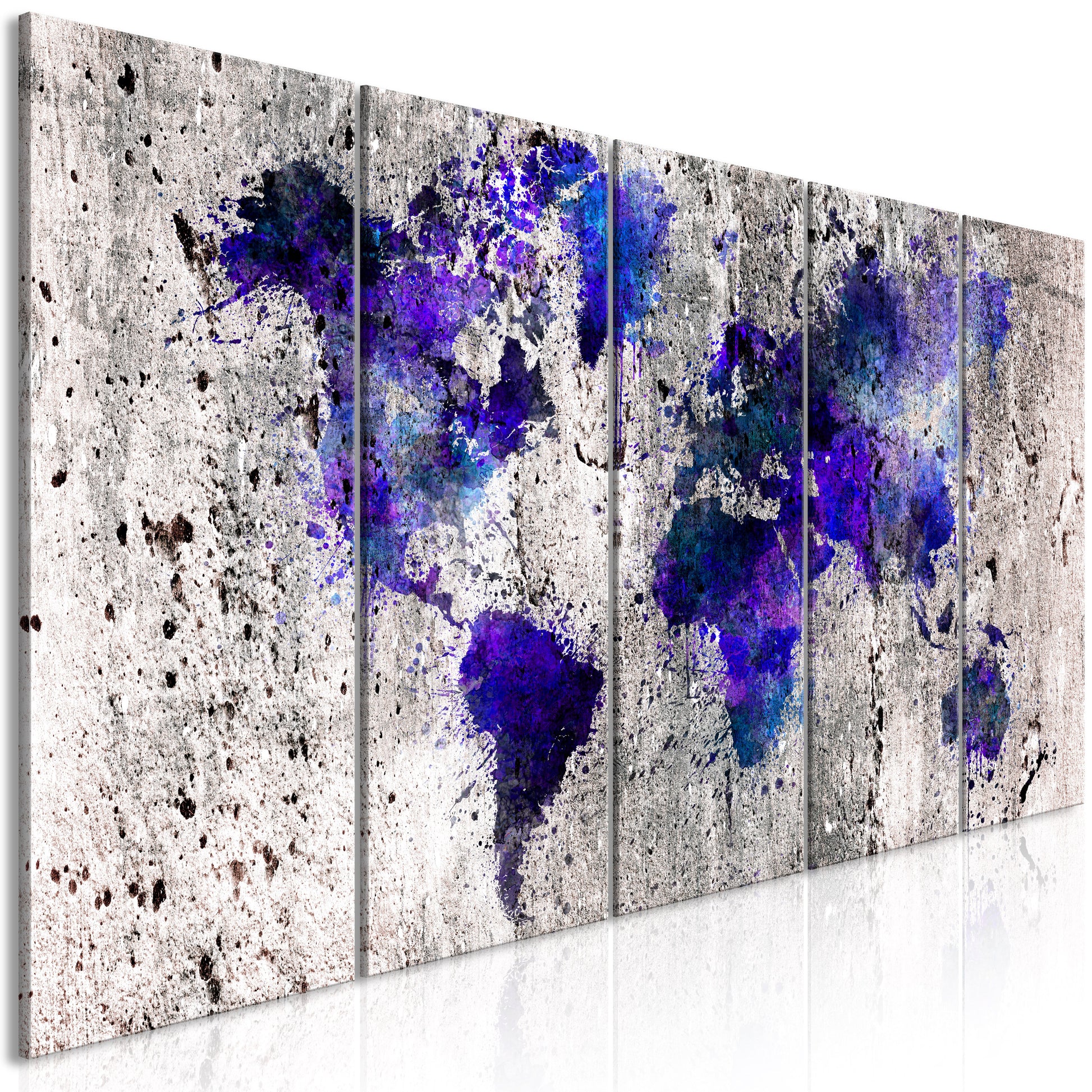 Weltkarte als Leinwandbild - Wandbild - World Map: Ink Blots (5 Parts) Narrow