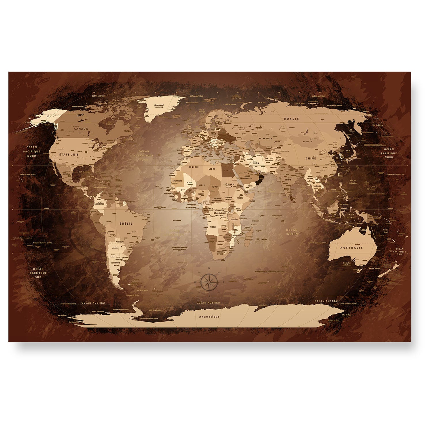 Echtglas Wandbild - Weltkarte Antik - WELTKARTEN24